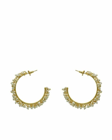 Golden beaded hoop earrings -