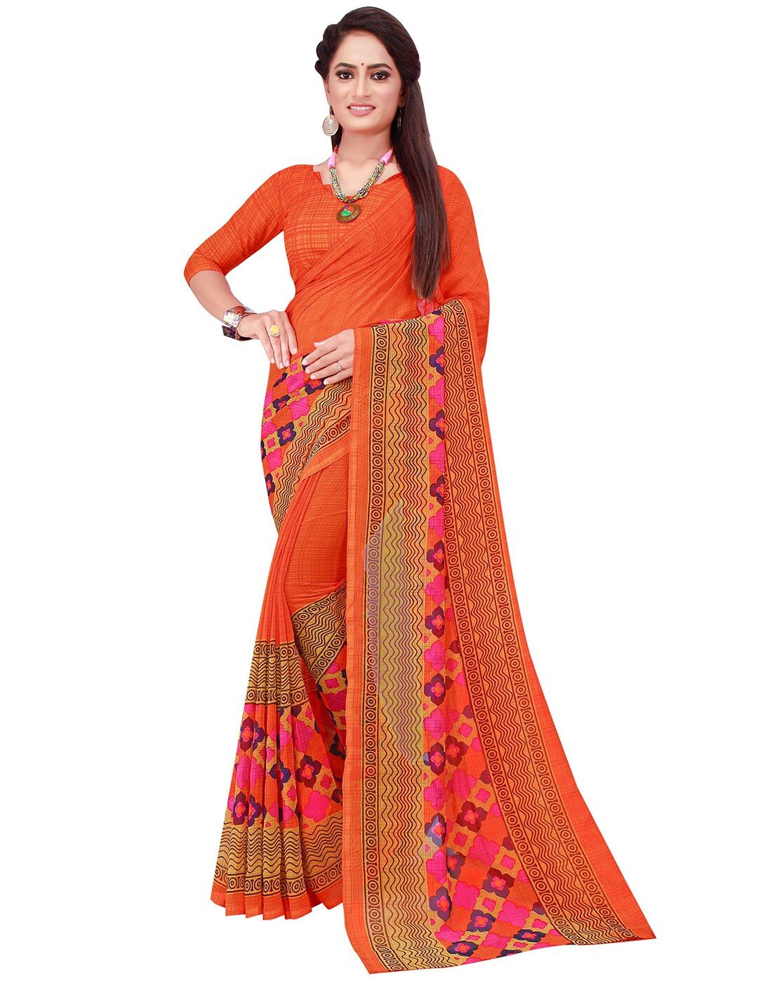 Buy Green & Pink Sarees for Women by SILK LAND Online | Ajio.com