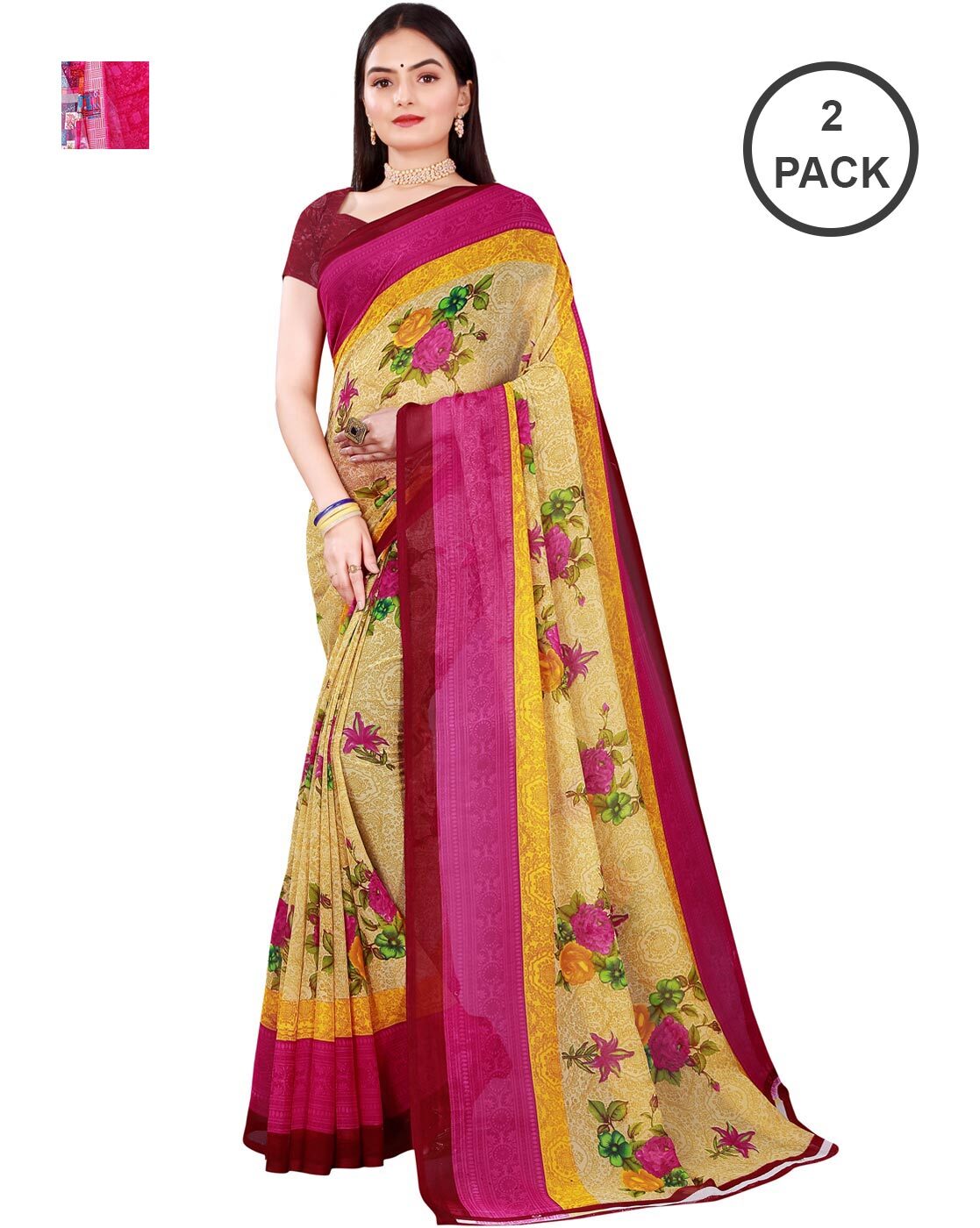 Buy Pink Sarees for Women by GRIVA DESIGNER Online | Ajio.com