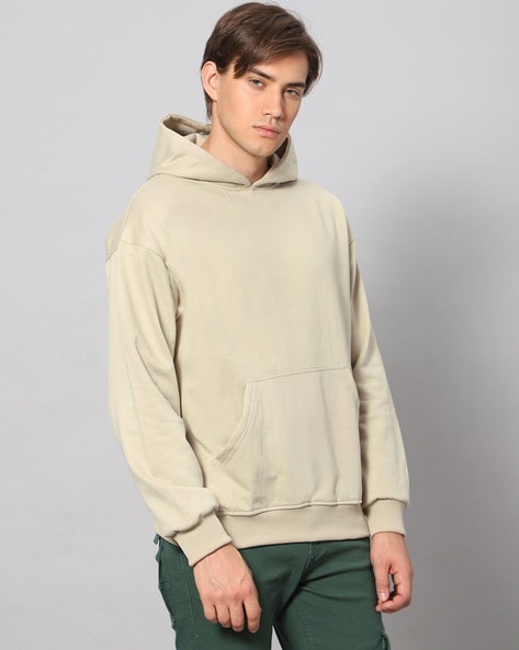 Oversized Fit Half-zip Sweatshirt - Light beige - Men