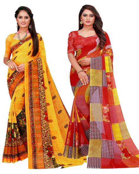 Buy Sugathari Red and Green Silk Blend Woven Banarasi Saree For Women  (Satyam 1 Red Green) at Amazon.in