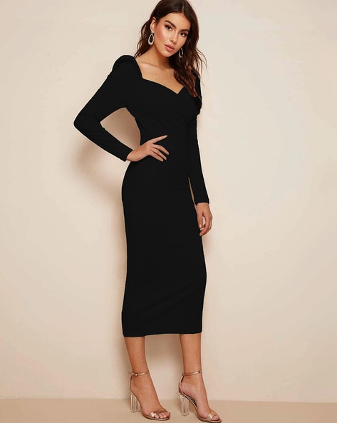 Ready Or Not Black Mesh Long Sleeve Fur Trim Mini Dress – Pink Lily