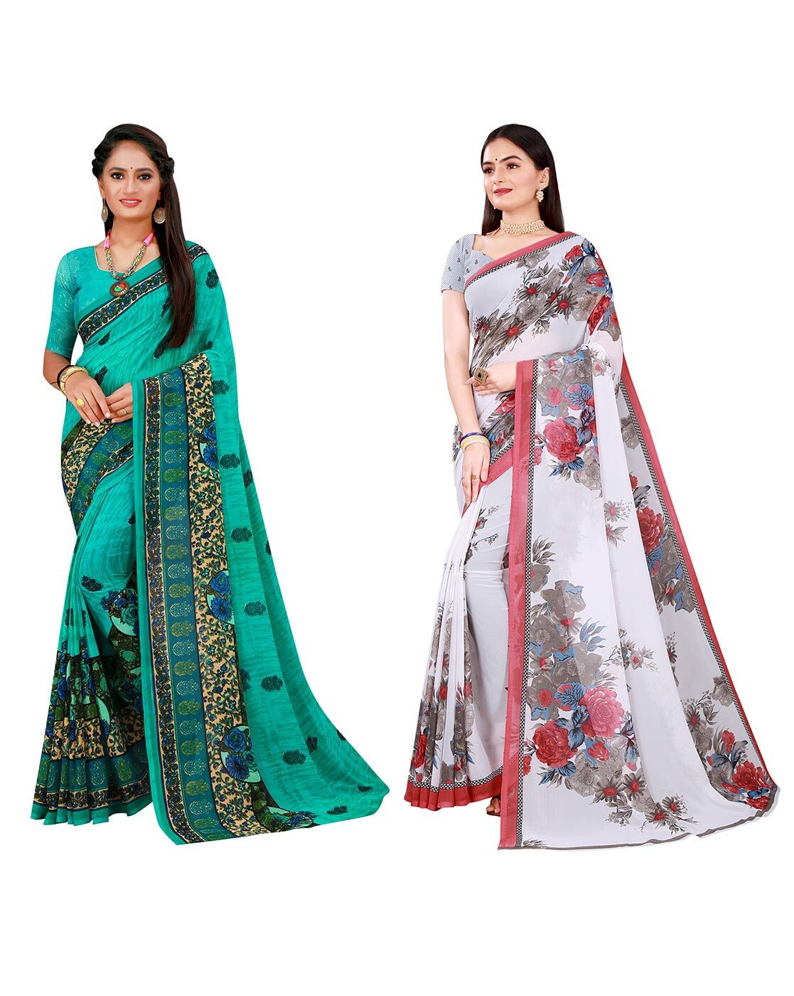 Buy Anand Sarees Combo of Georgette Sarees with Blouse  Piece(COMBO_1108_1_1612_1) at Amazon.in