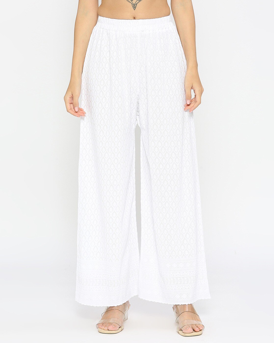 White pocket palazzo pants - Zena Presley