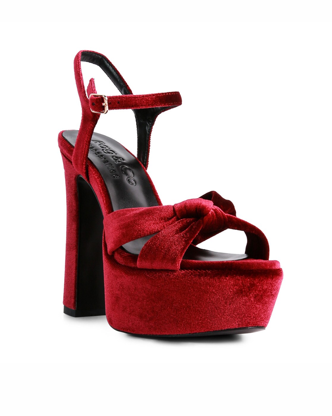 Red velvet platform on sale sandals