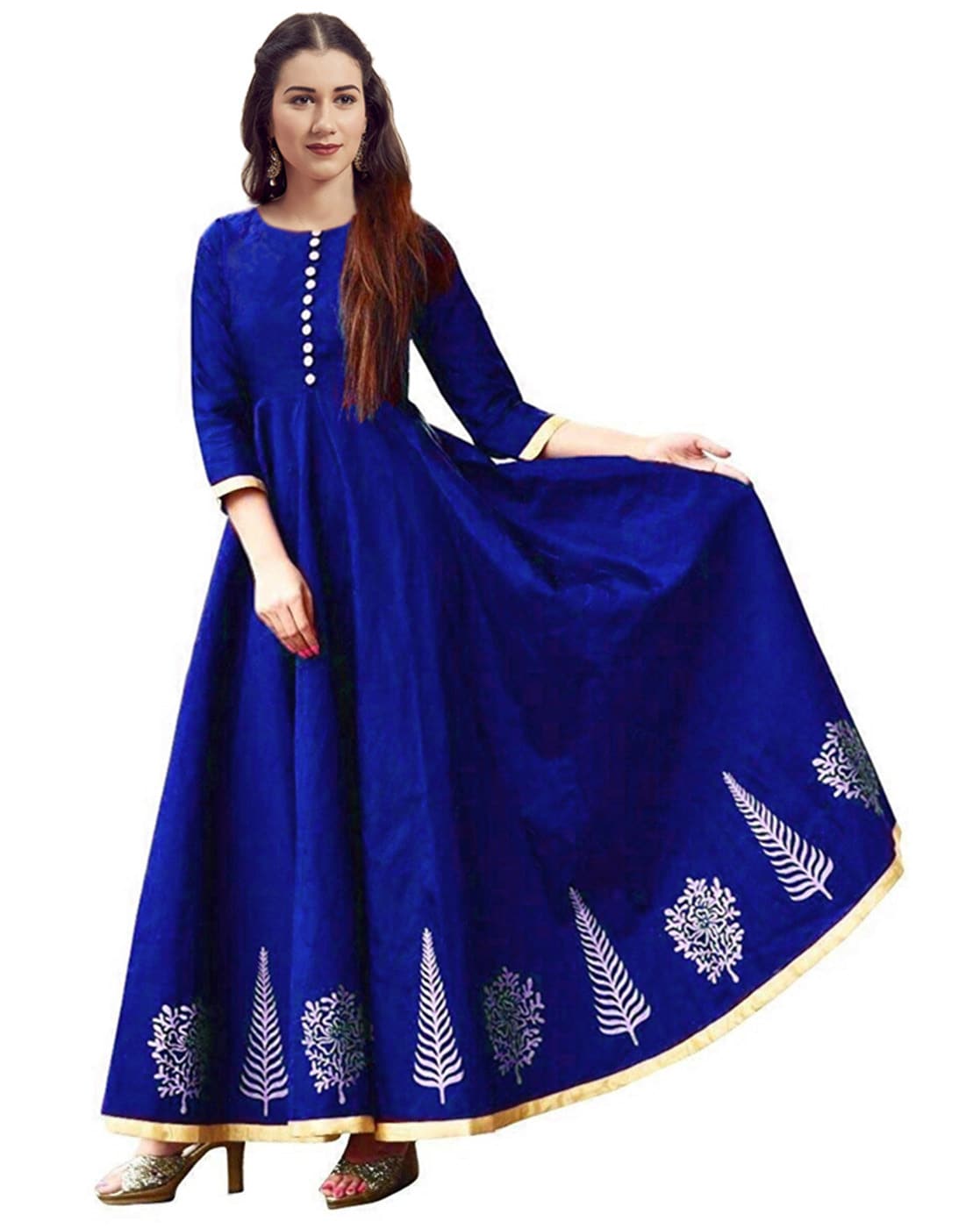 Women Royal Blue Embellished Back Cut Out Maxi Dress