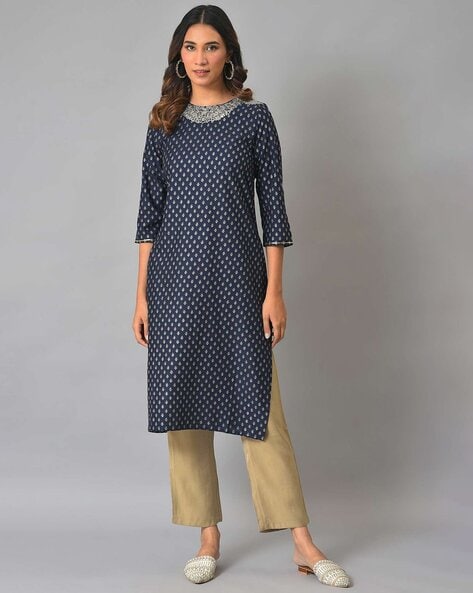 W Printed Straight Kurta