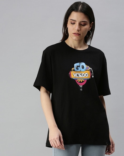 Buy Black Tshirts for Women by VEIRDO Online