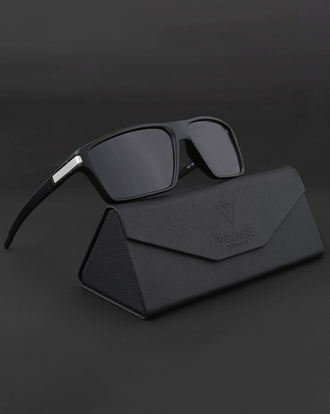 Buy Voyage Black Rectangle Sunglasses for Men & Women (2337MG3872 | Black  Lens | Black Frame) at Amazon.in