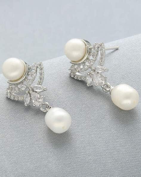Buy White Earrings for Women by Srijagdamba Pearls Dealer Online