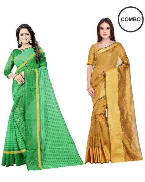 Buy Green Gold Sarees for Women by Saadhvi Online