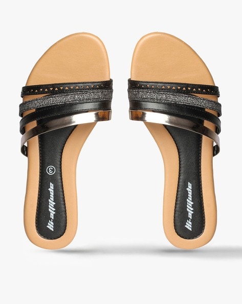 Buy IT'S A SHINY STRAP BLACK FLAT SANDALS for Women Online in India