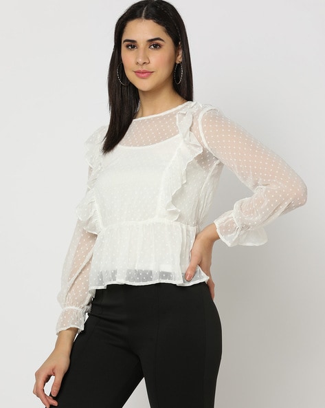 Round-Neck Top with Ruffles