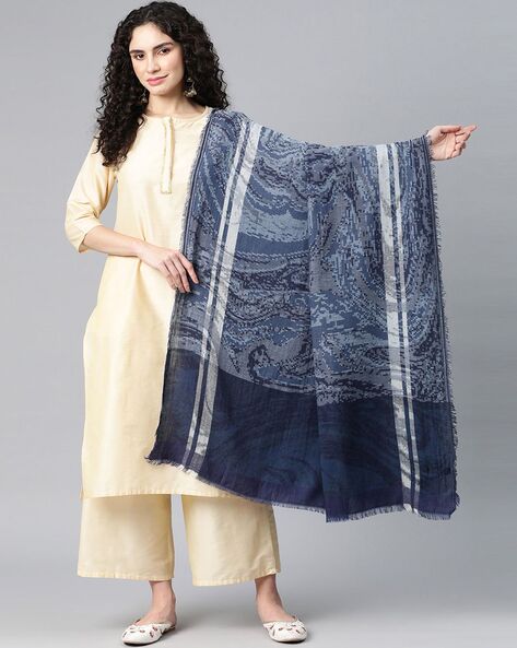 Printed Shawl with Frayed Edges Price in India