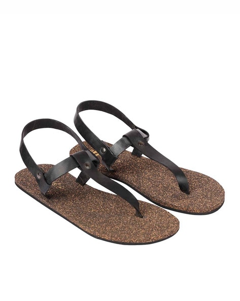 Buy Nat T Strap Cork Sandals Men Brown Paaduks