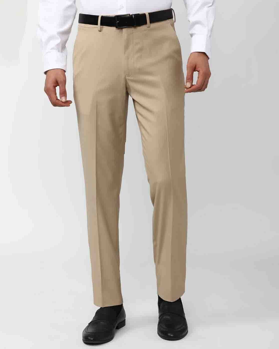 Slim Comfort B-95 Formal Beige Textured Trouser - Mandis