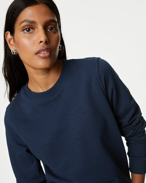 SG Ladies/Womens Crew Neck Long Sleeve Sweatshirt (XXL) (Navy Blue