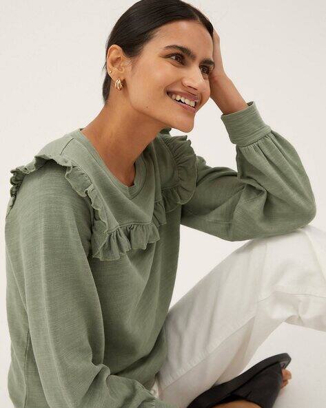 Marks & Spencer Pure Cotton Ruffle Detail Sweatshirt