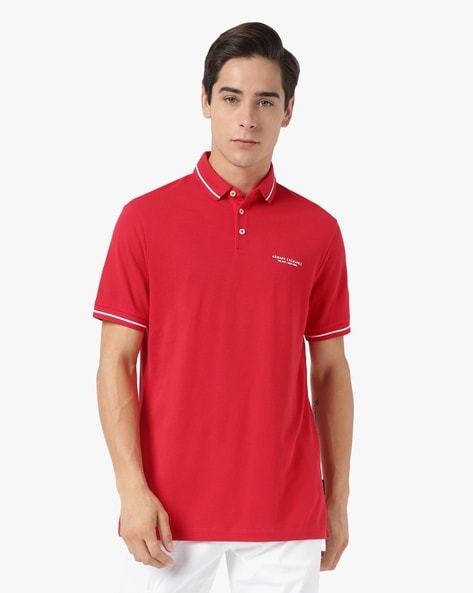 Armani red on sale polo shirt