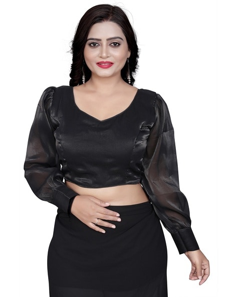 Buy Black Woven Designs Collection | Black Art Silk Blouse With Woven  Designs From Soch
