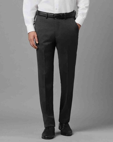 LOUIS PHILIPPE Slim Fit Flat-Front Trousers