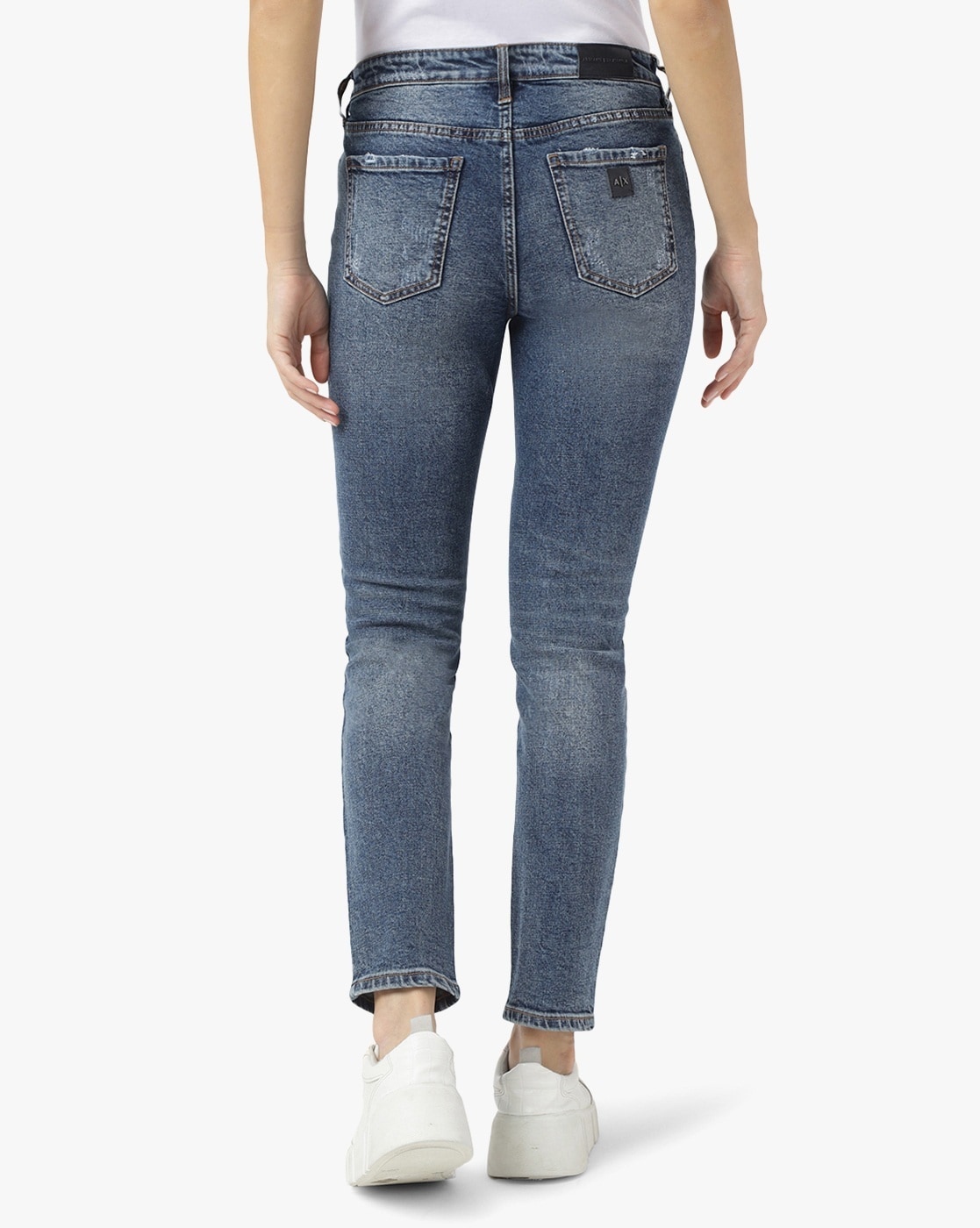 J10 Mid-Wash Super Skinny Jeans with Embroidery