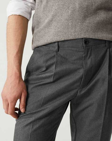 Dark Grey Cotton Pants  Mens Casual Wear Slim Fit Cotton Pants