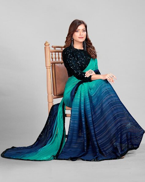 Delna Davis in peacock blue cotton half saree |...