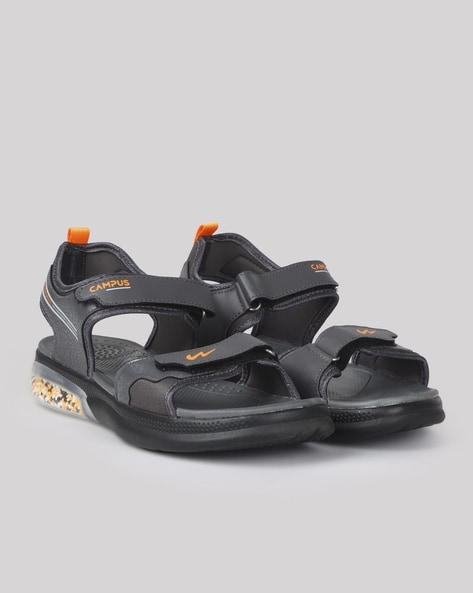 Unistar Mens Dark Grey Black Orange Synthetic Leather Sports Sandals at Rs  499/pair in Mumbai