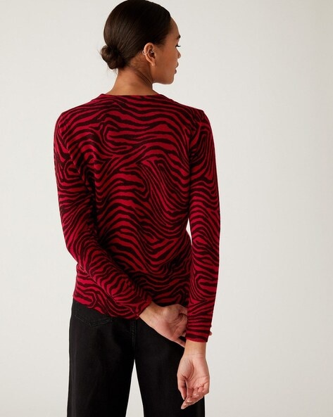 NWT - M&S Collection Red & Off White Zebra Print Long Sleeve