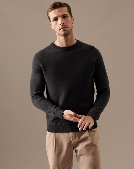 Crew-Neck Pullover with Ribbed Hems