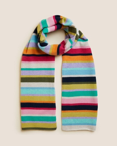 Pure Cashmere Knitted Striped Scarf Price in India