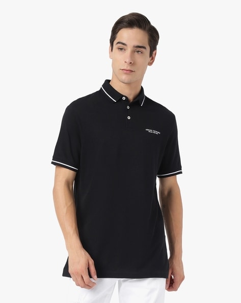 Mens black shirt with white piping best sale