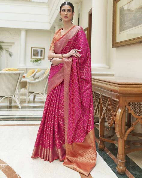 Peach & Pink Kanjivaram Silk Saree With Weaving Work – Bahuji - Online  Fashion & Lifestyle Store