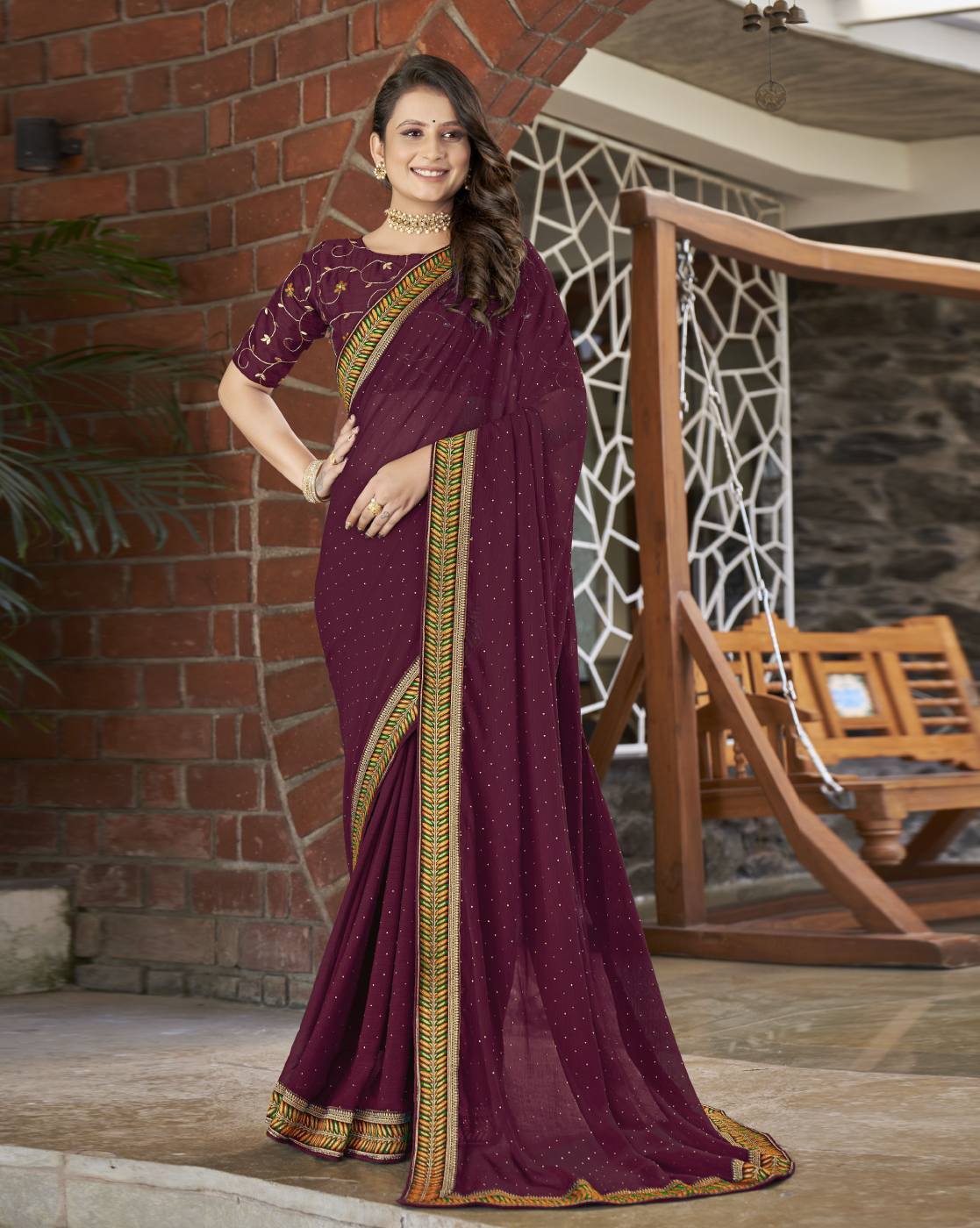 Buy Magenta Sarees for Women by Ri-wah Online | Ajio.com