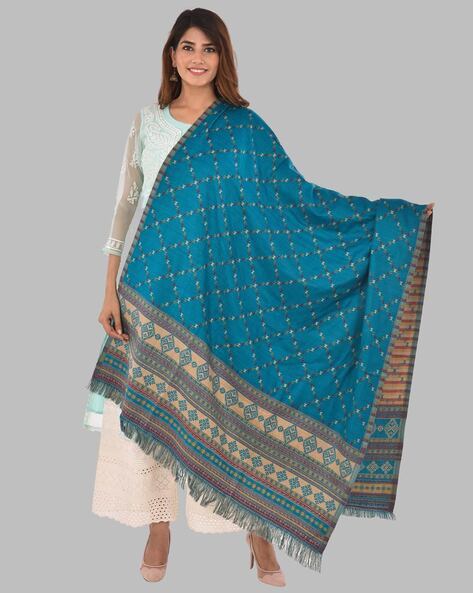 Women Printed Shawl with Fringed Hem Price in India