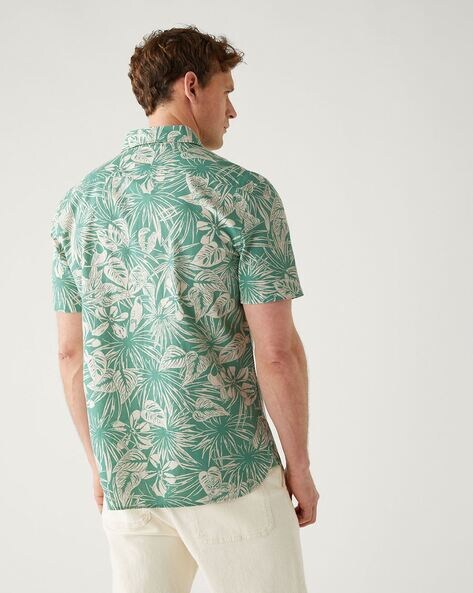 Sage Green Floral Hawaiian Shirt 