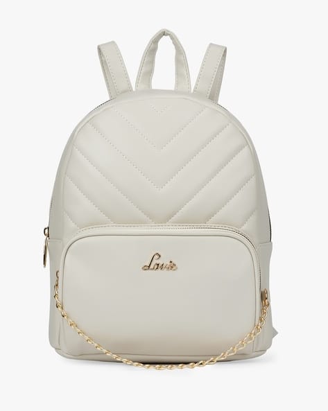 Beige Lavie School Bags Puffer Backpack With Adjustable Straps