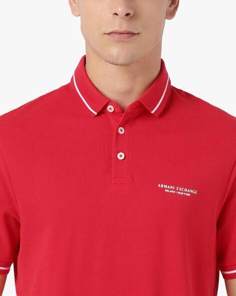 Armani red polo best sale shirt