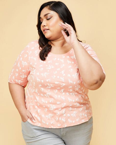 Apricot Brand Apricot Clothing Plus Size Floral Print Round-Neck T