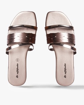 Metallic slip on online sandals