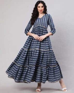 glam roots Striped Flared Kurta-picture-36