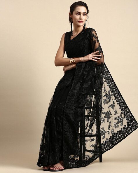 Buy Black Sarees for Women by VIVERA Online