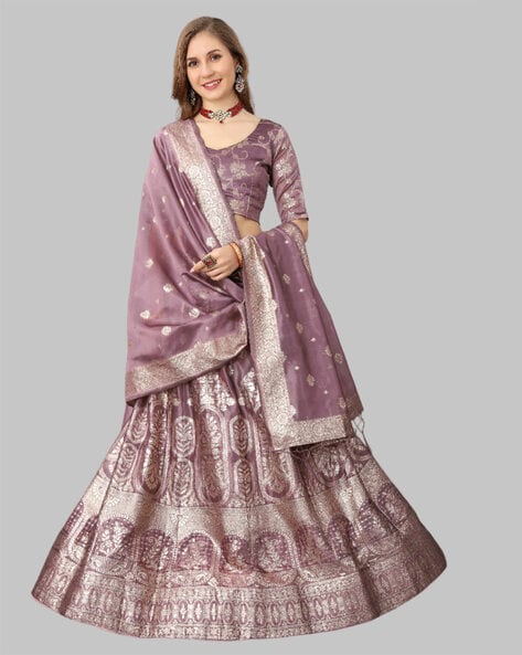 Pink Designer Dyeable Pure Viscose Jacquard Fabric Lehenga C