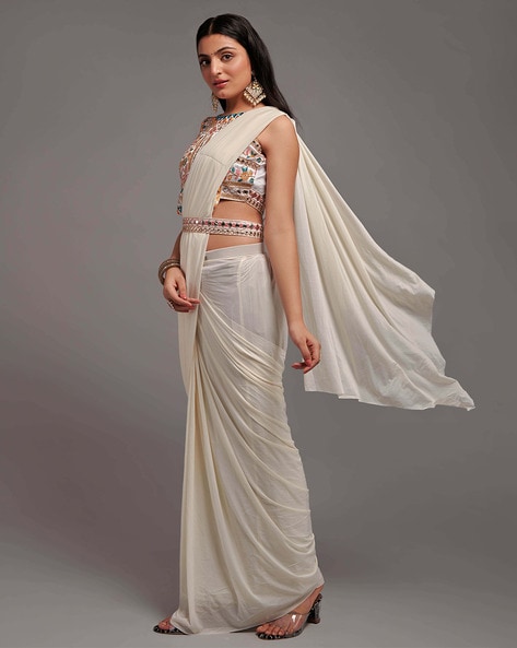 Buy White Sarees for Women by Jkanji Online