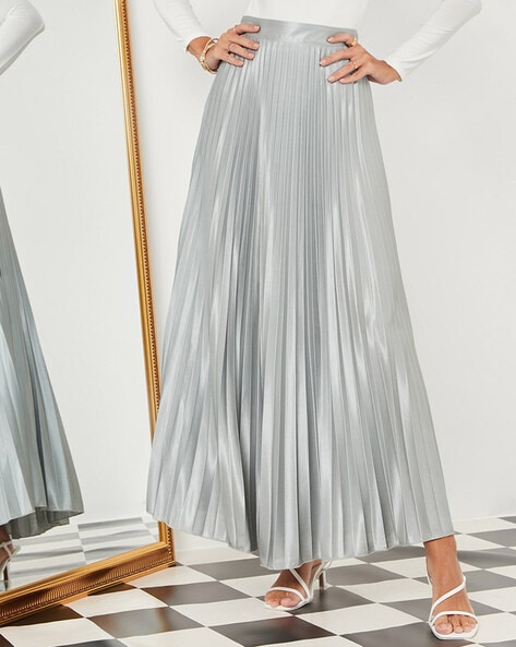 Silver long skirt on sale online