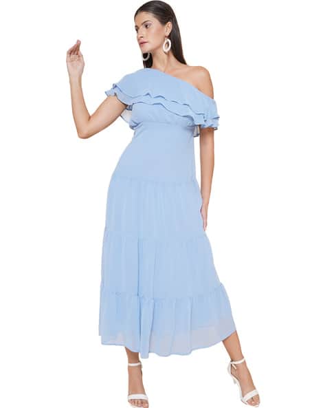princess polly baby blue dress Blue One Shoulder Prom Dresses main image 0