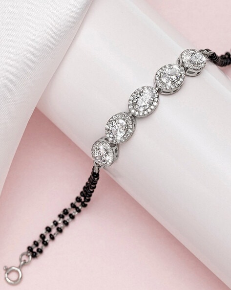 Silver Embellished Mangalsutra Bracelet – Anayra Jewellery