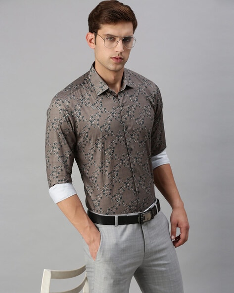 Floral Printed Shirt with Spread Collar