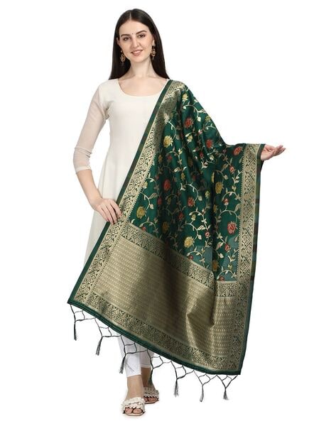 Floral Print Banarasi Silk Dupatta Price in India